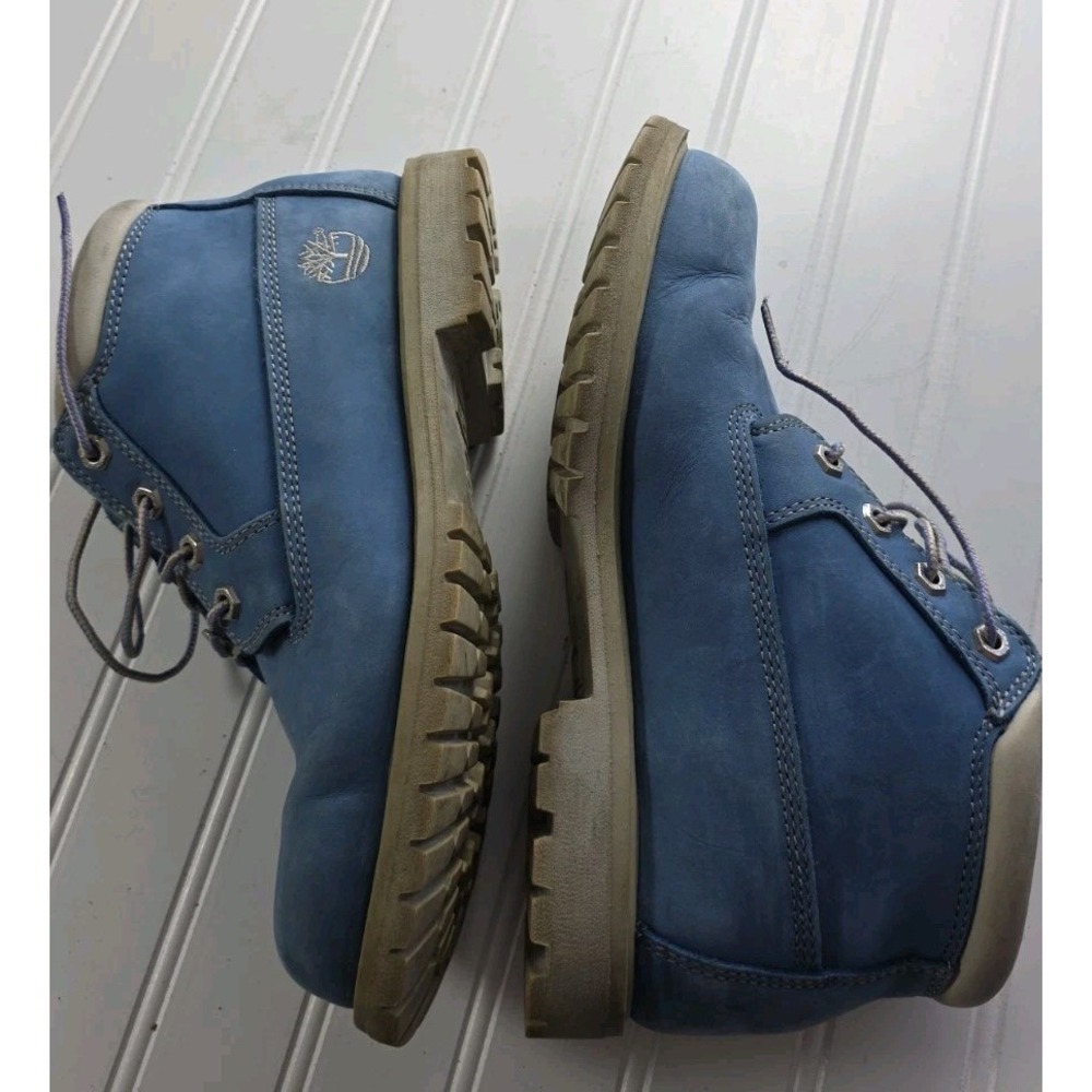 Timberland Womens LIGHT BLUE Waterproof Leather Ankle Boots Size 9M - Picture 4 of 7